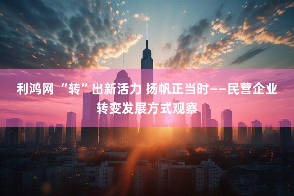 利鸿网 “转”出新活力 扬帆正当时——民营企业转变发展方式观察
