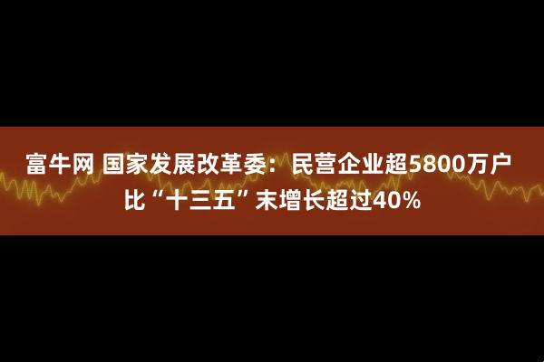 富牛网 国家发展改革委：民营企业超5800万户 比“十三五”末增长超过40%